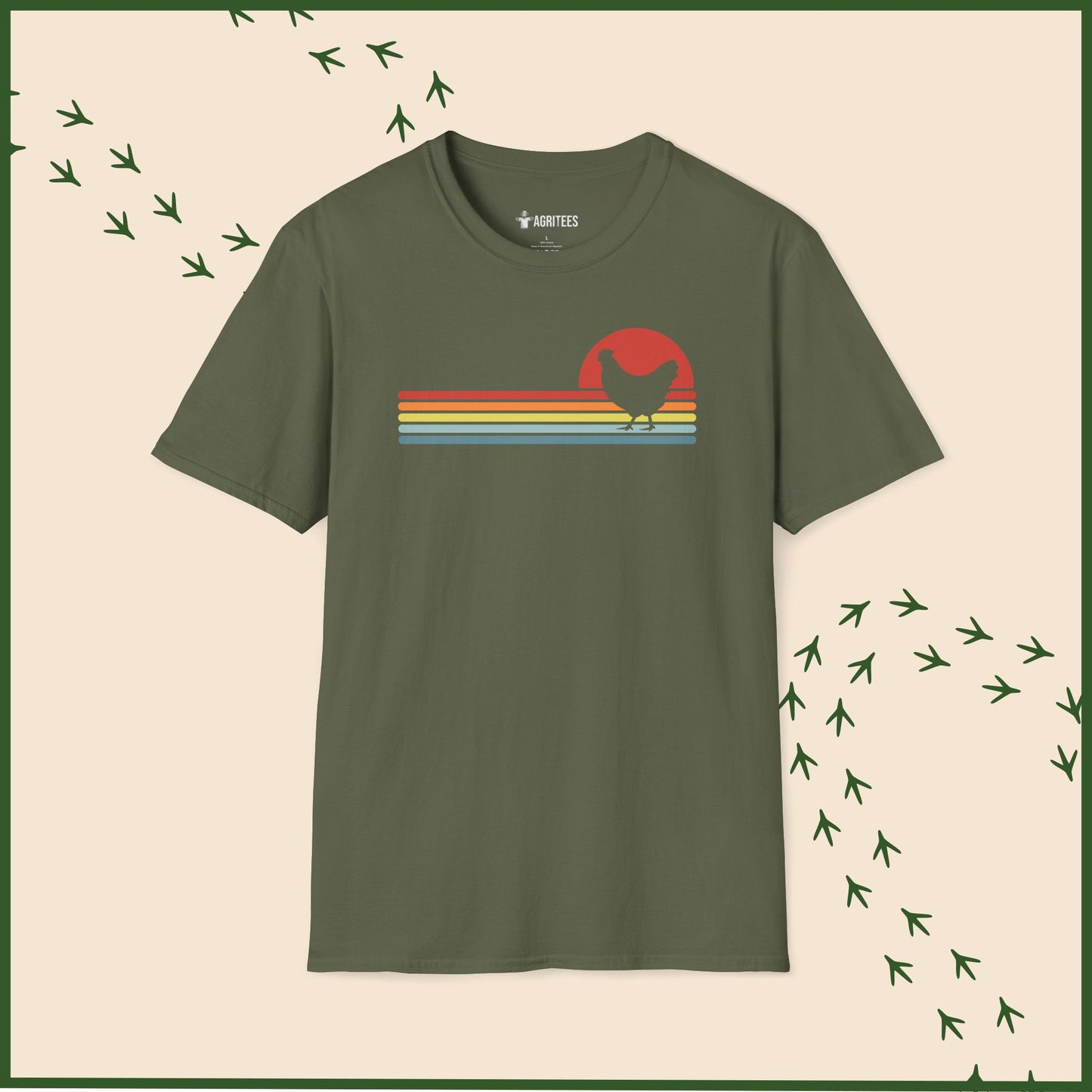 Retro Sunset Chicken T-Shirt