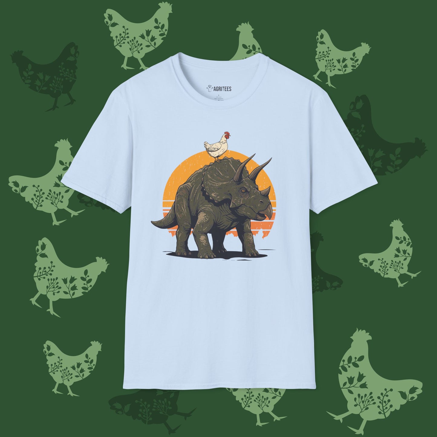 Chicken on Triceratops T-Shirt