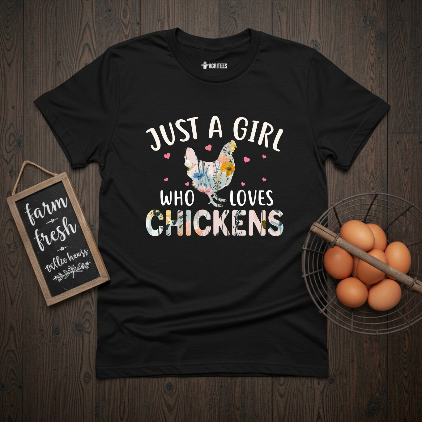 Just a Girl Who Loves Chickens Floral Hen T-Shirt