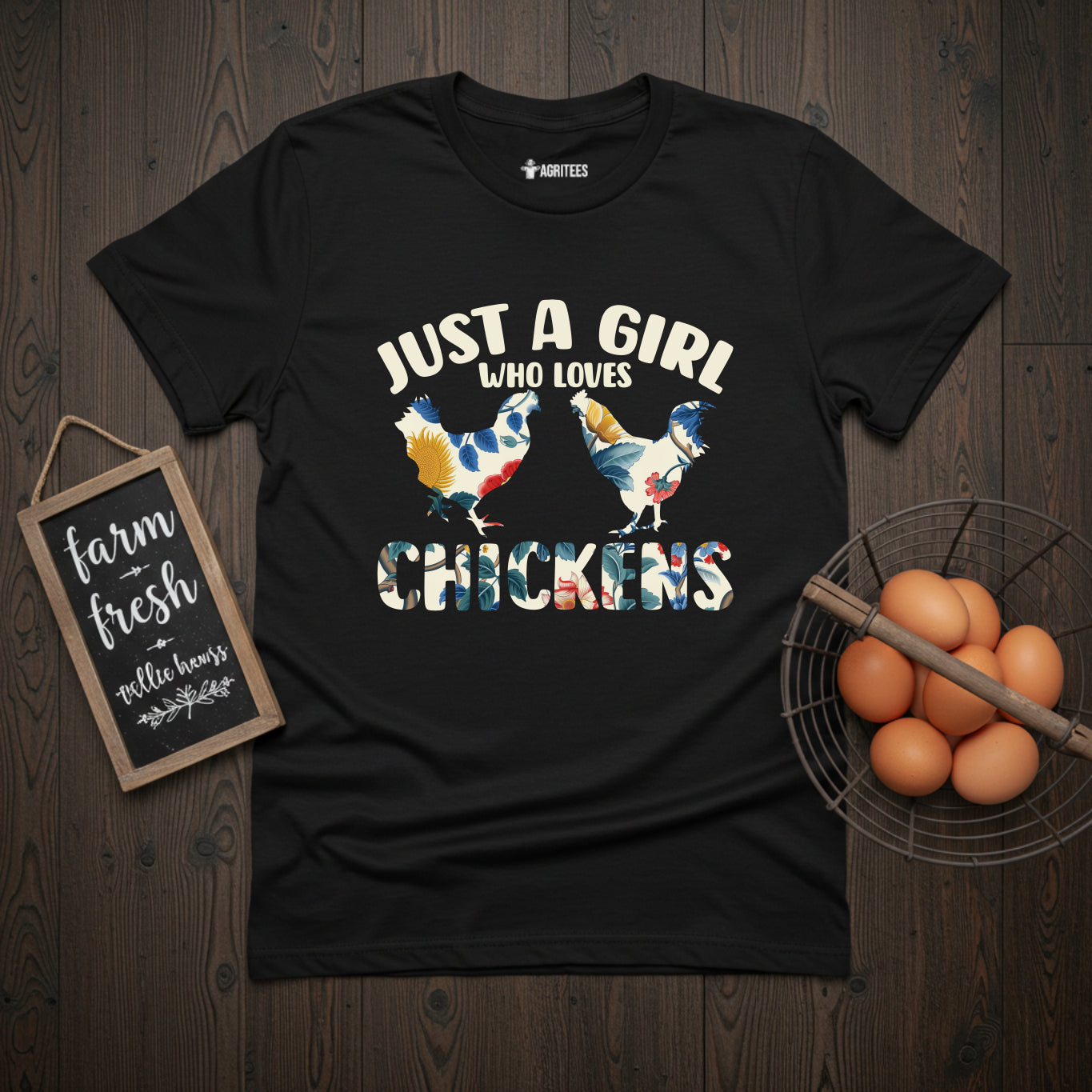 Just a Girl Who Loves Chickens Floral Hen Rooster T-Shirt