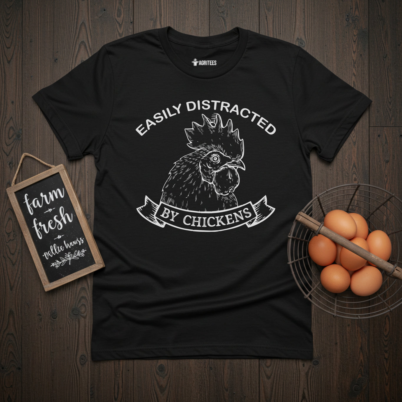 Easily Distracted By Chickens Rooster T-Shirt