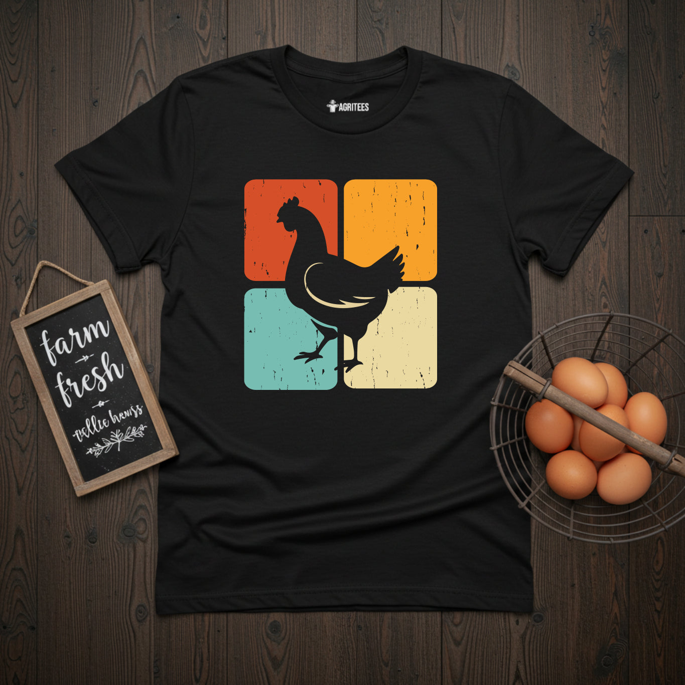 Retro Squares Chicken T-Shirt