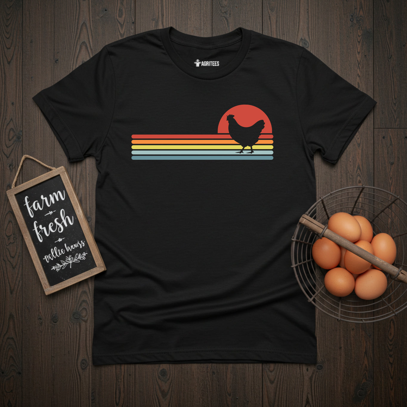 Retro Sunset Chicken T-Shirt
