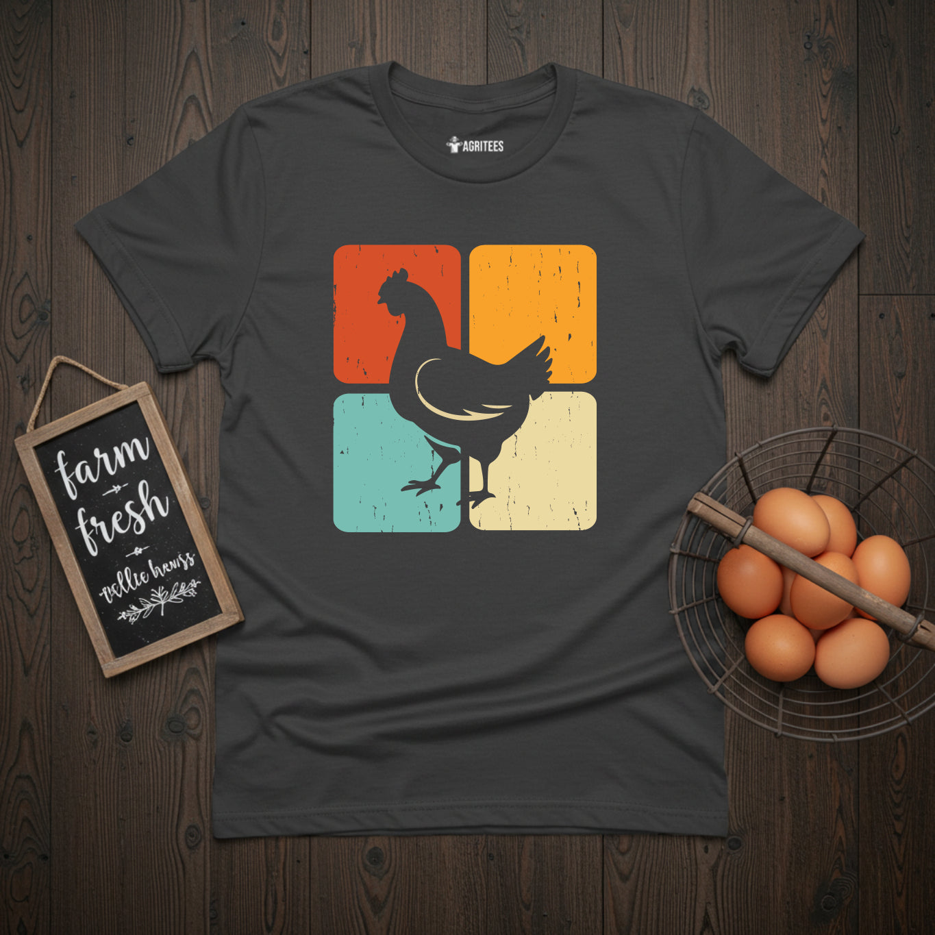 Retro Squares Chicken T-Shirt