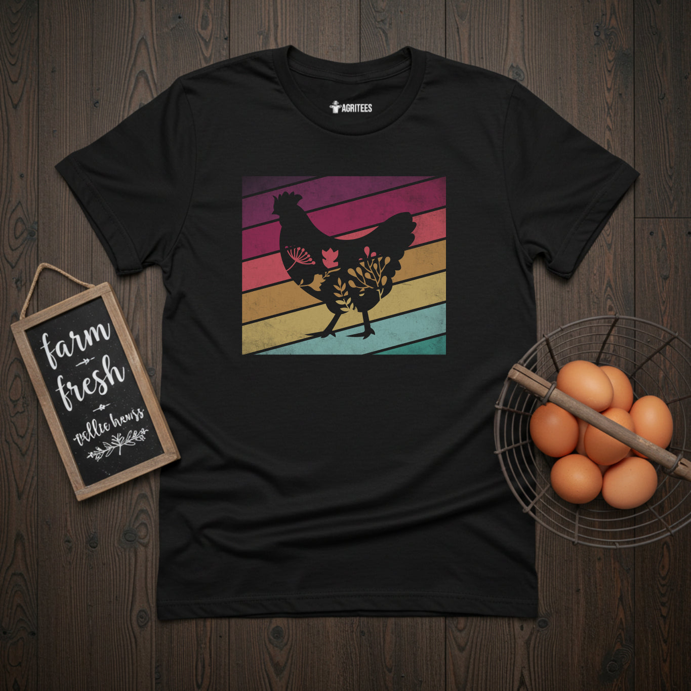 Floral Retro Hen T-Shirt
