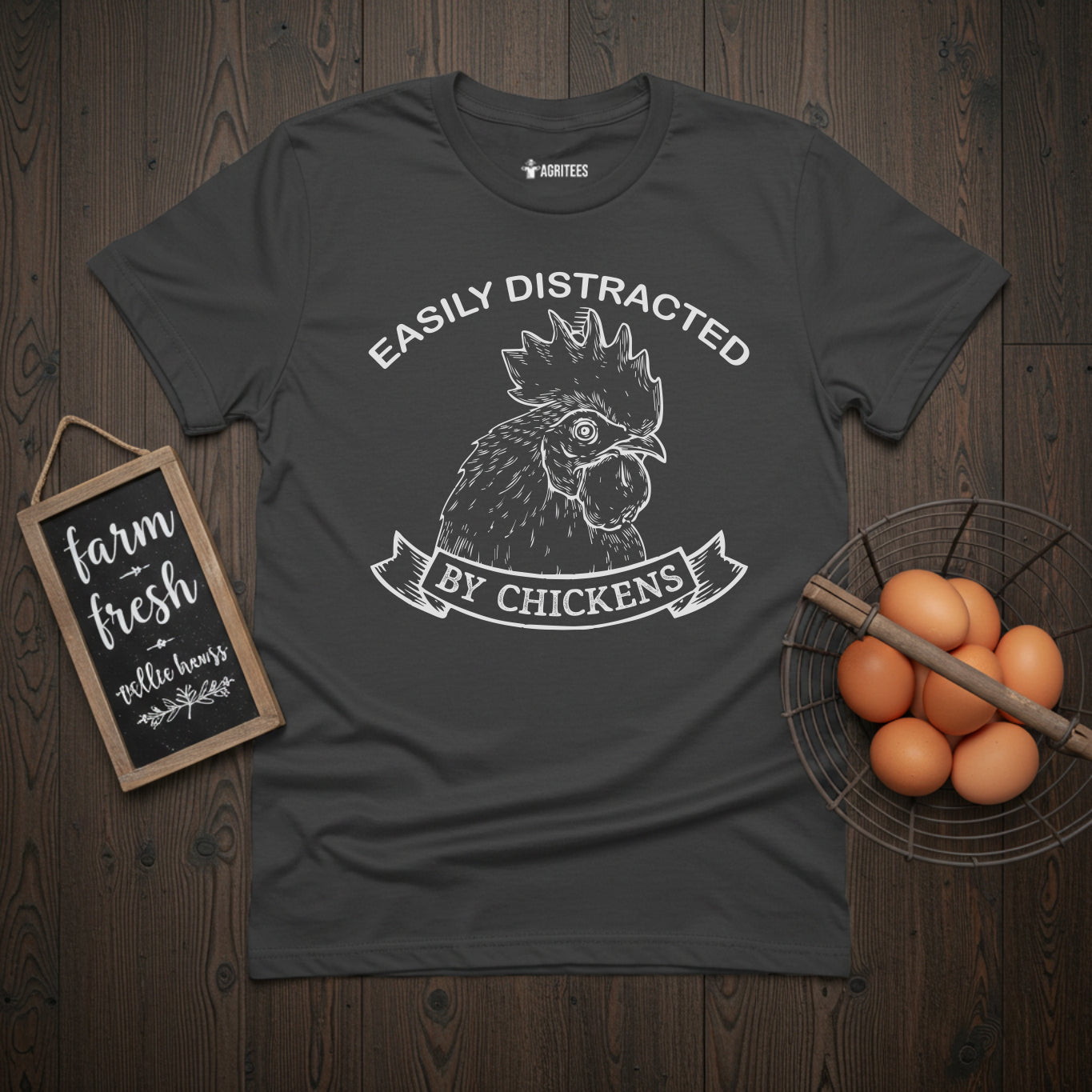 Easily Distracted By Chickens Rooster T-Shirt