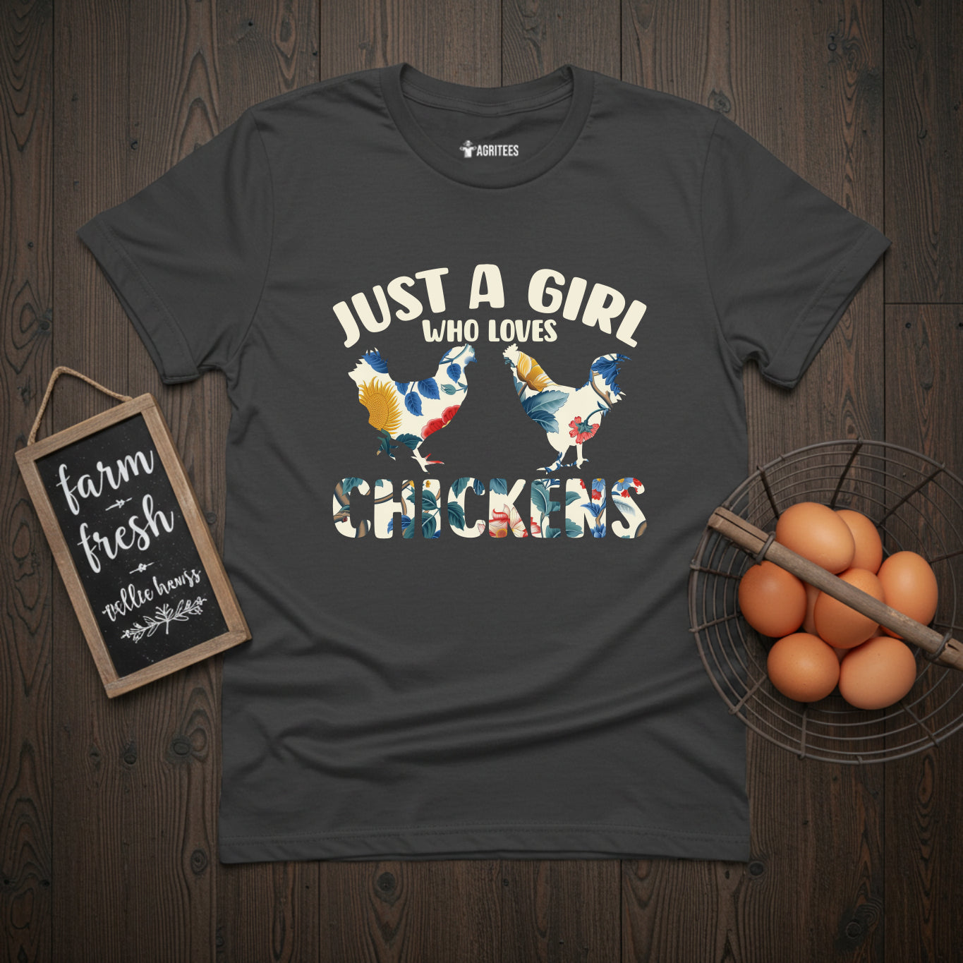 Just a Girl Who Loves Chickens Floral Hen Rooster T-Shirt