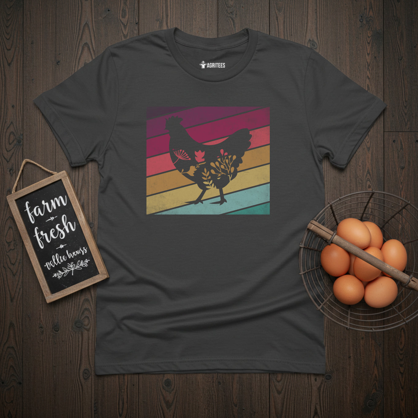 Floral Retro Hen T-Shirt