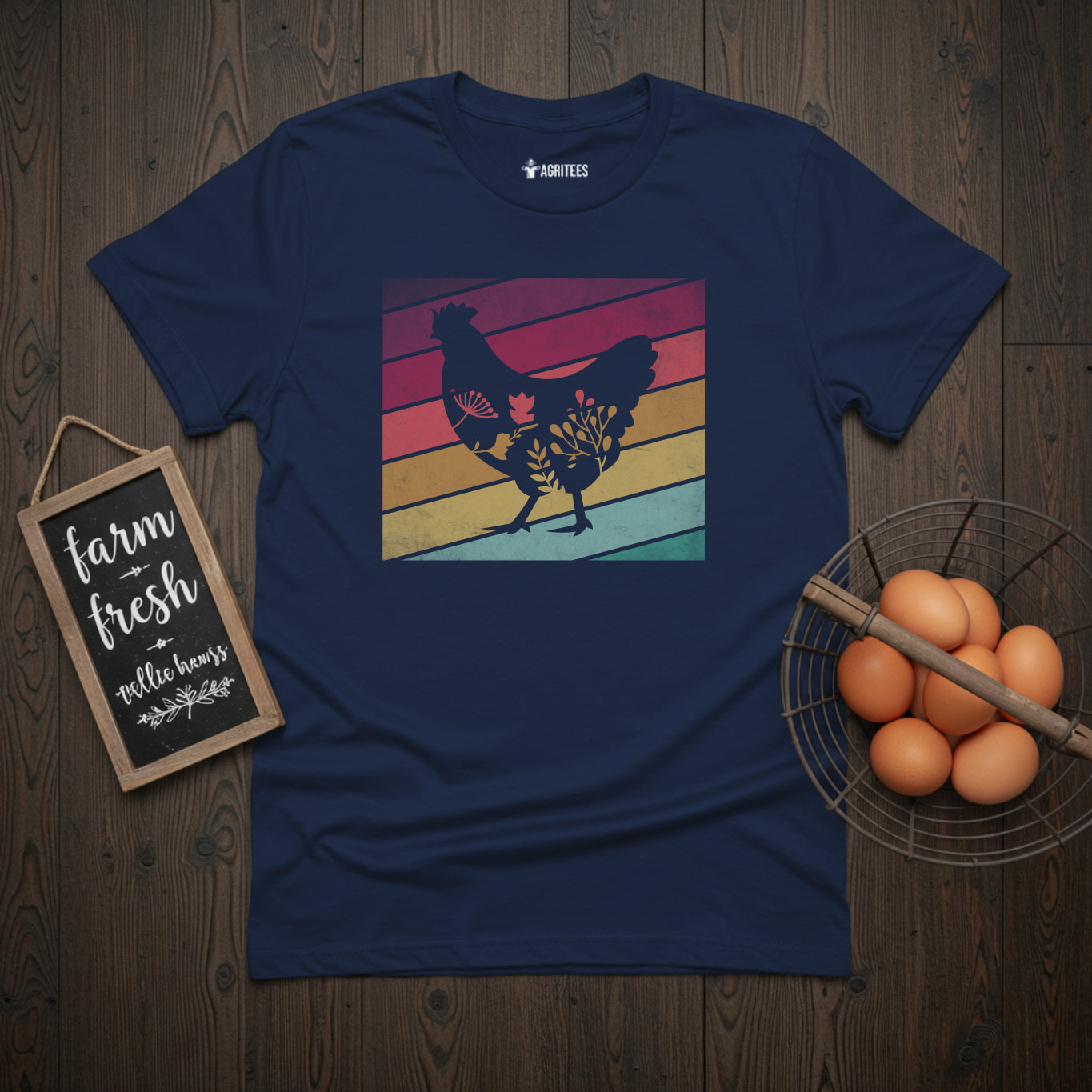 Floral Retro Hen T-Shirt