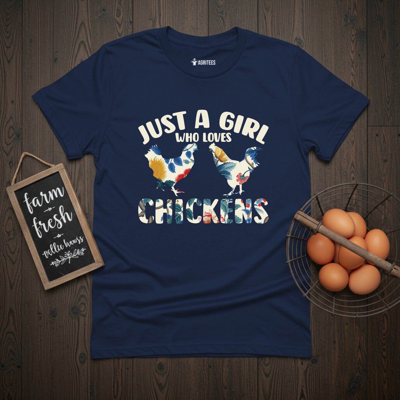Just a Girl Who Loves Chickens Floral Hen Rooster T-Shirt