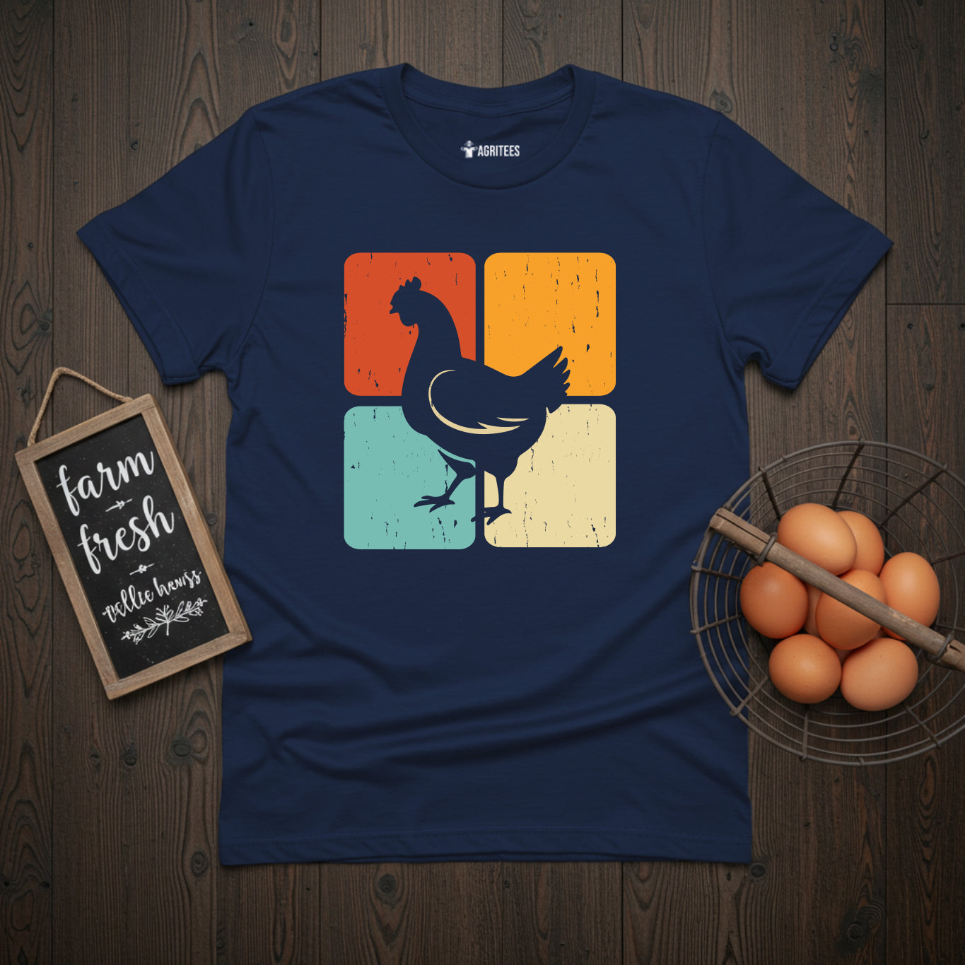 Retro Squares Chicken T-Shirt