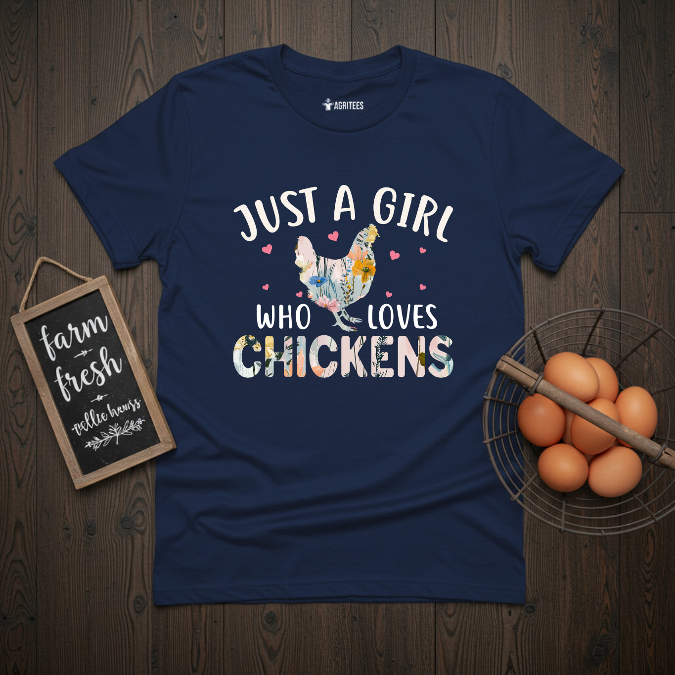 Just a Girl Who Loves Chickens Floral Hen T-Shirt
