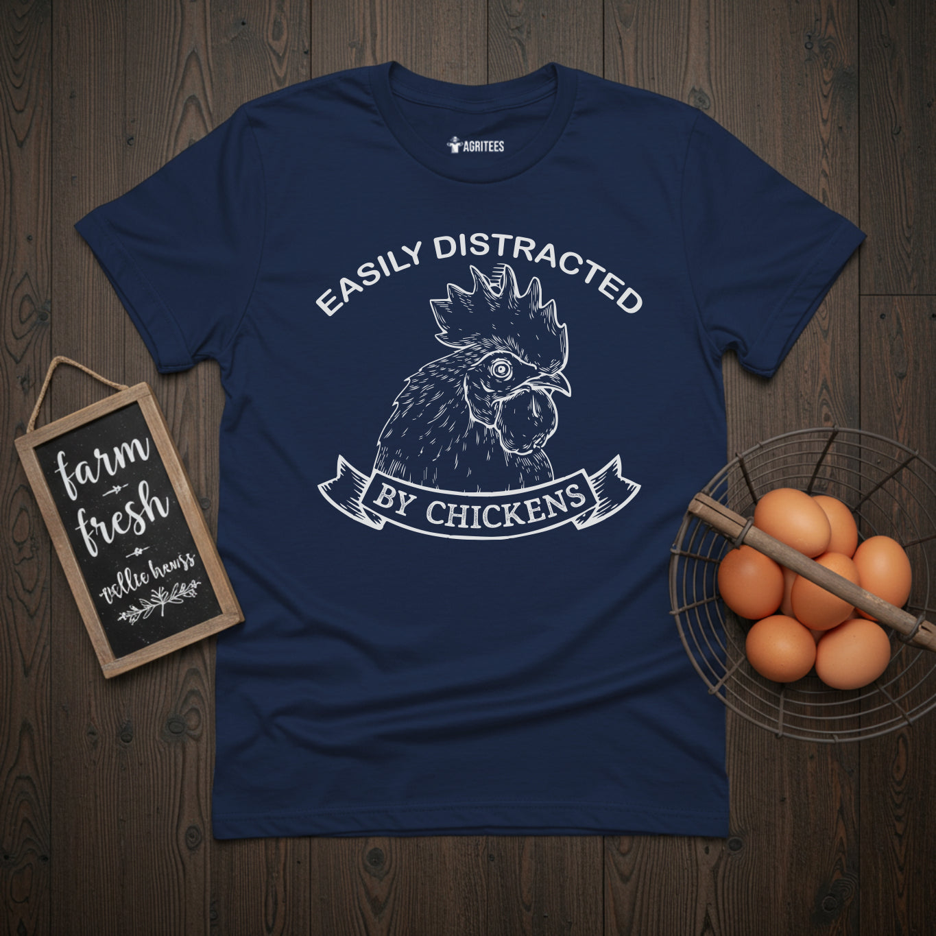 Easily Distracted By Chickens Rooster T-Shirt