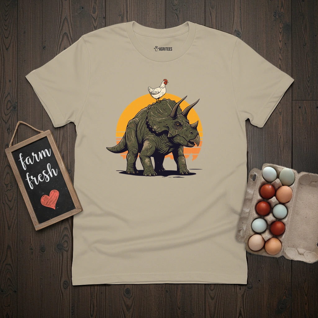 Chicken on Triceratops T-Shirt