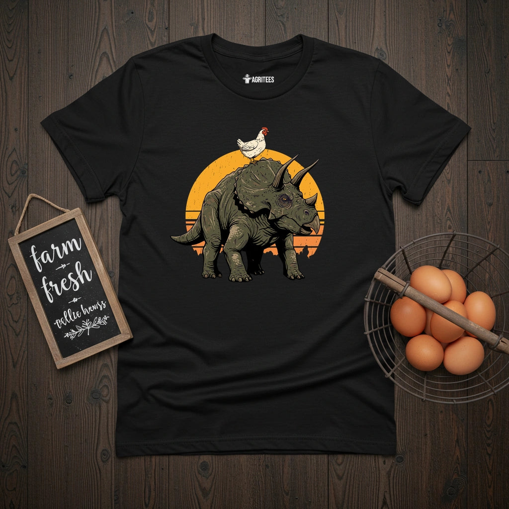 Chicken on Triceratops T-Shirt