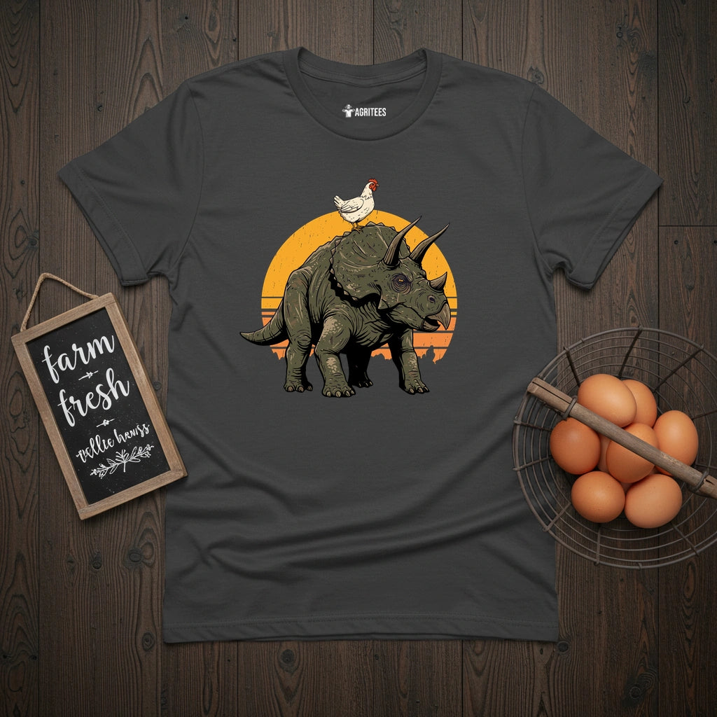 Chicken on Triceratops T-Shirt