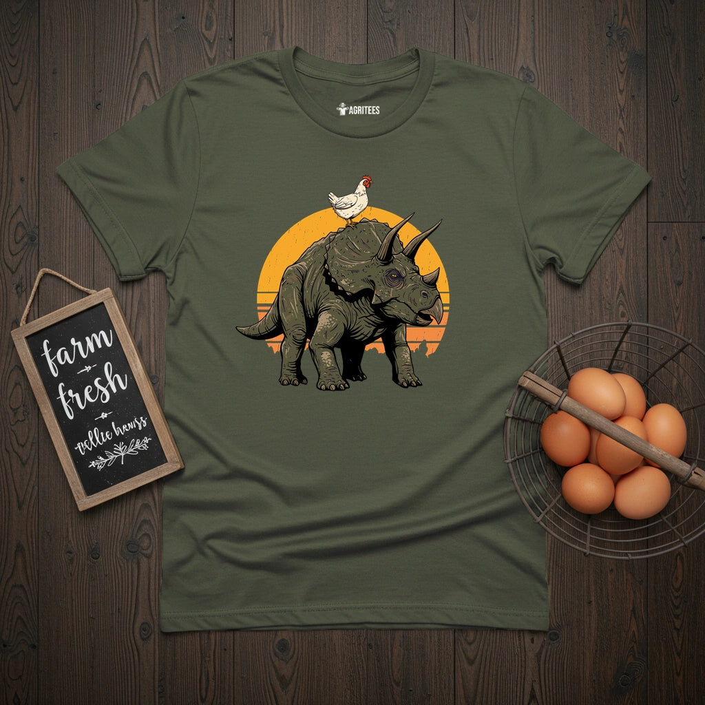 Chicken on Triceratops T-Shirt