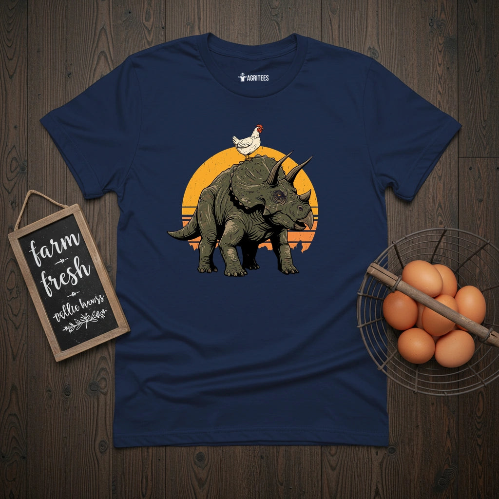 Chicken on Triceratops T-Shirt