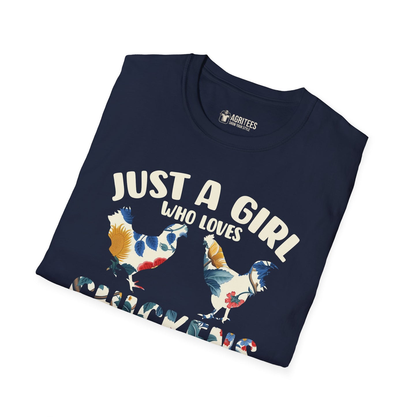 Just a Girl Who Loves Chickens Floral Hen Rooster T-Shirt