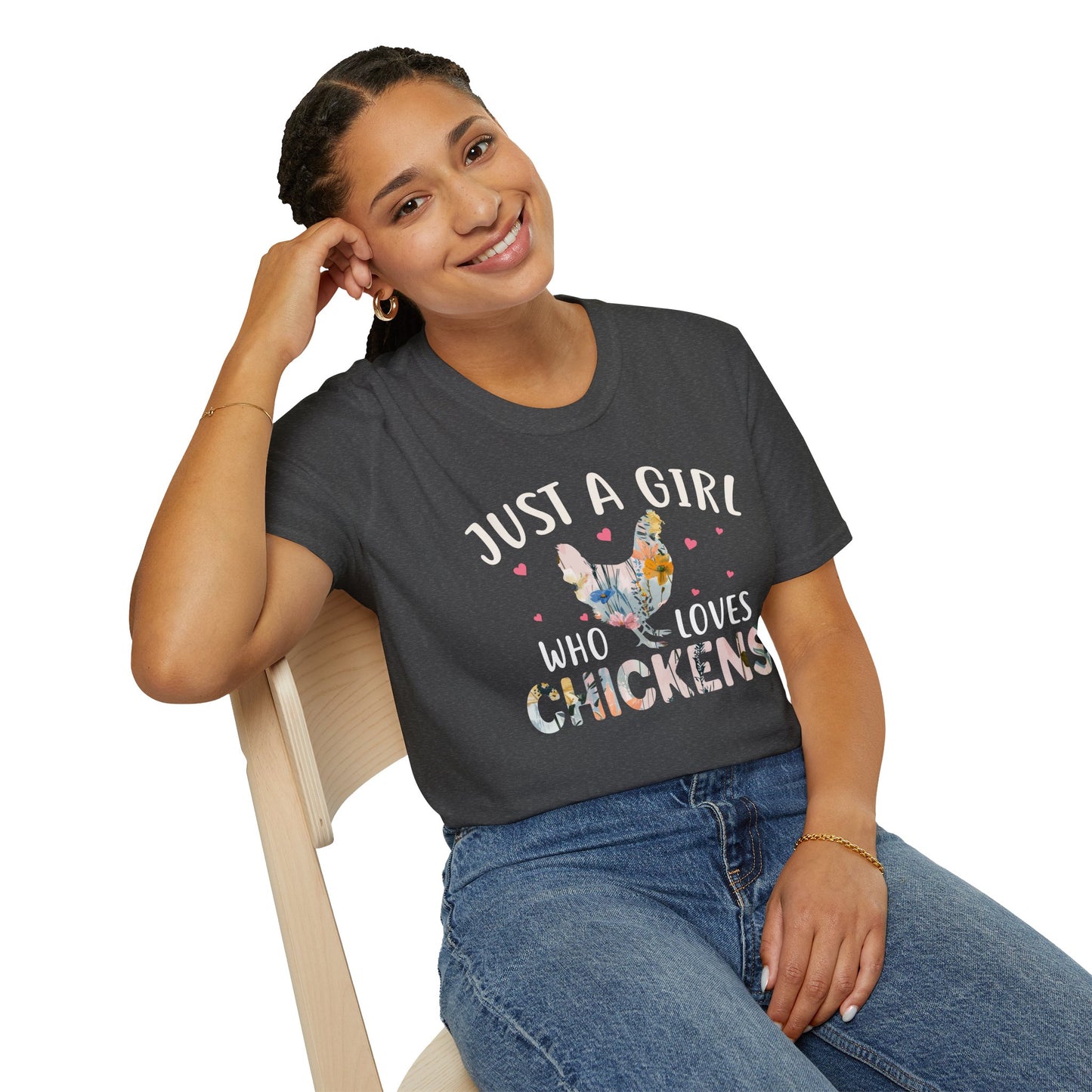 Just a Girl Who Loves Chickens Floral Hen T-Shirt