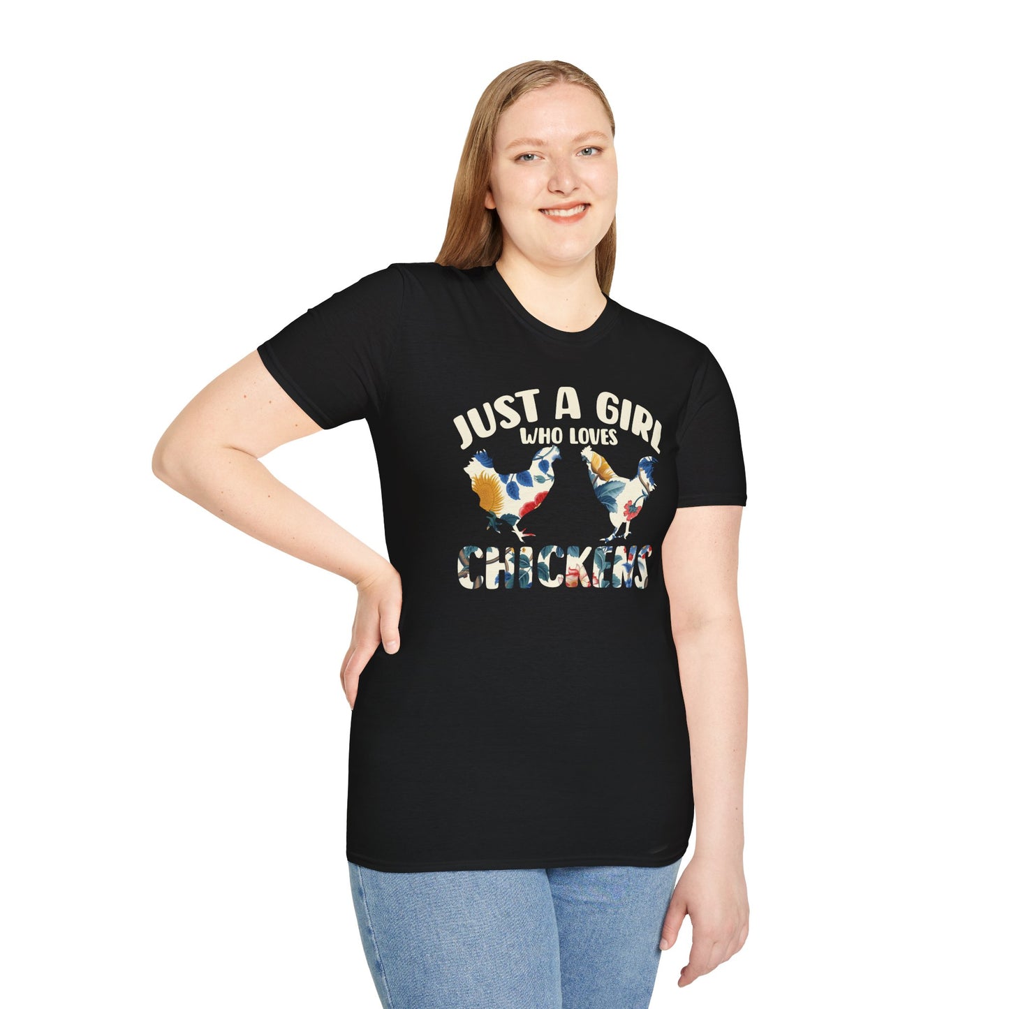 Just a Girl Who Loves Chickens Floral Hen Rooster T-Shirt