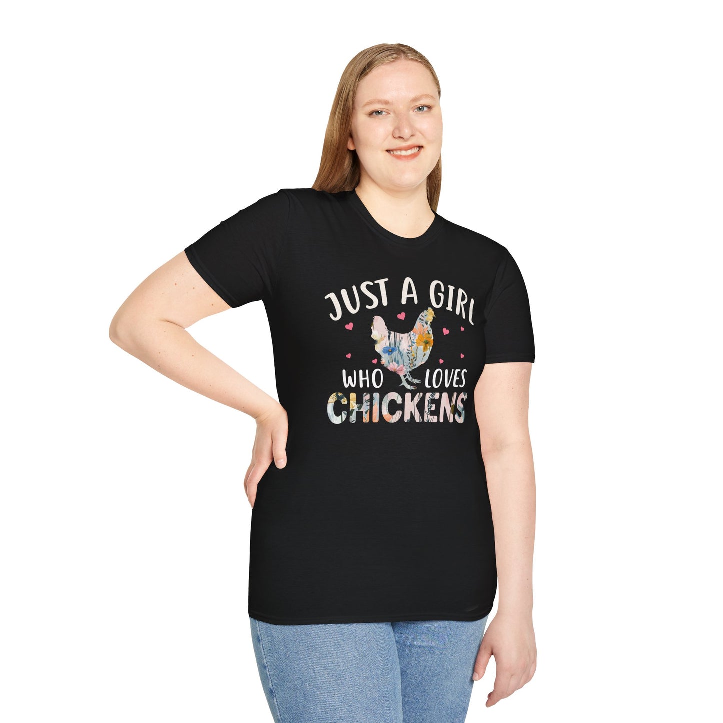 Just a Girl Who Loves Chickens Floral Hen T-Shirt