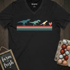 Retro Chicken With Dinosaurs V-Neck