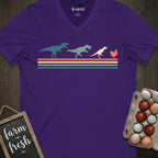 Retro Chicken With Dinosaurs V-Neck