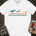 Retro Chicken With Dinosaurs V-Neck