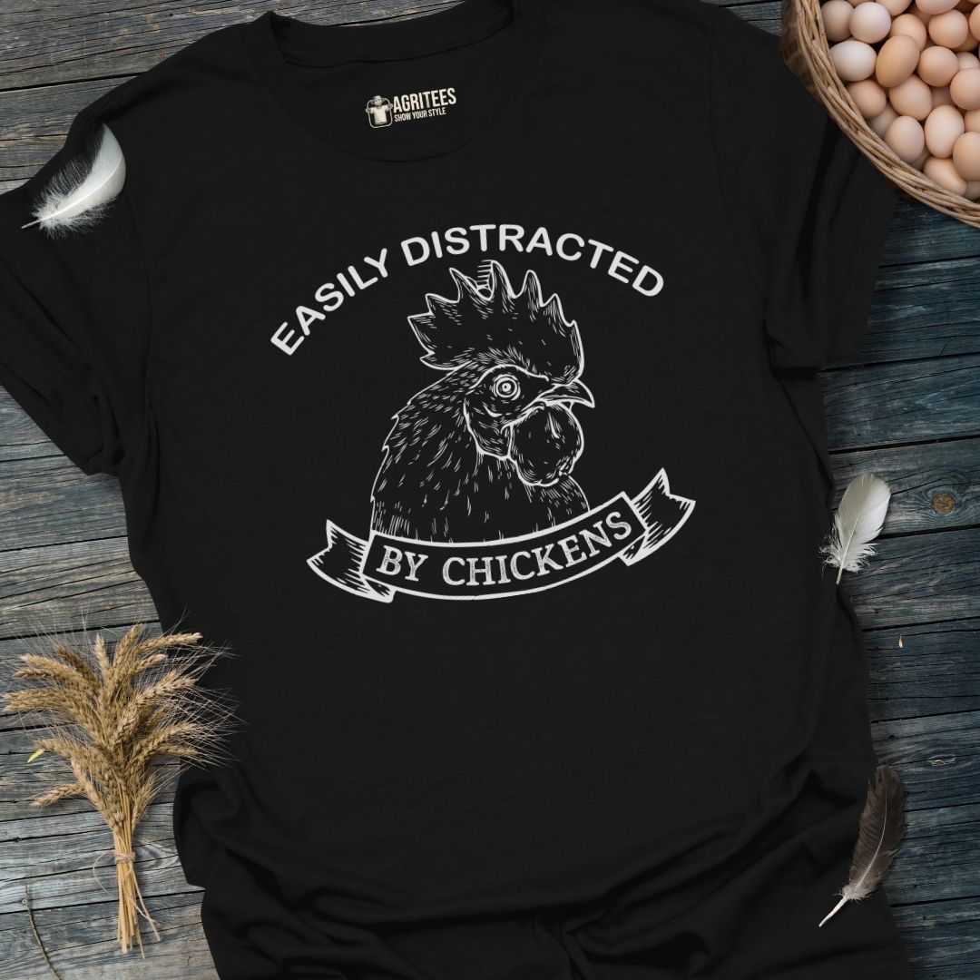 Easily Distracted By Chickens Rooster T-Shirt