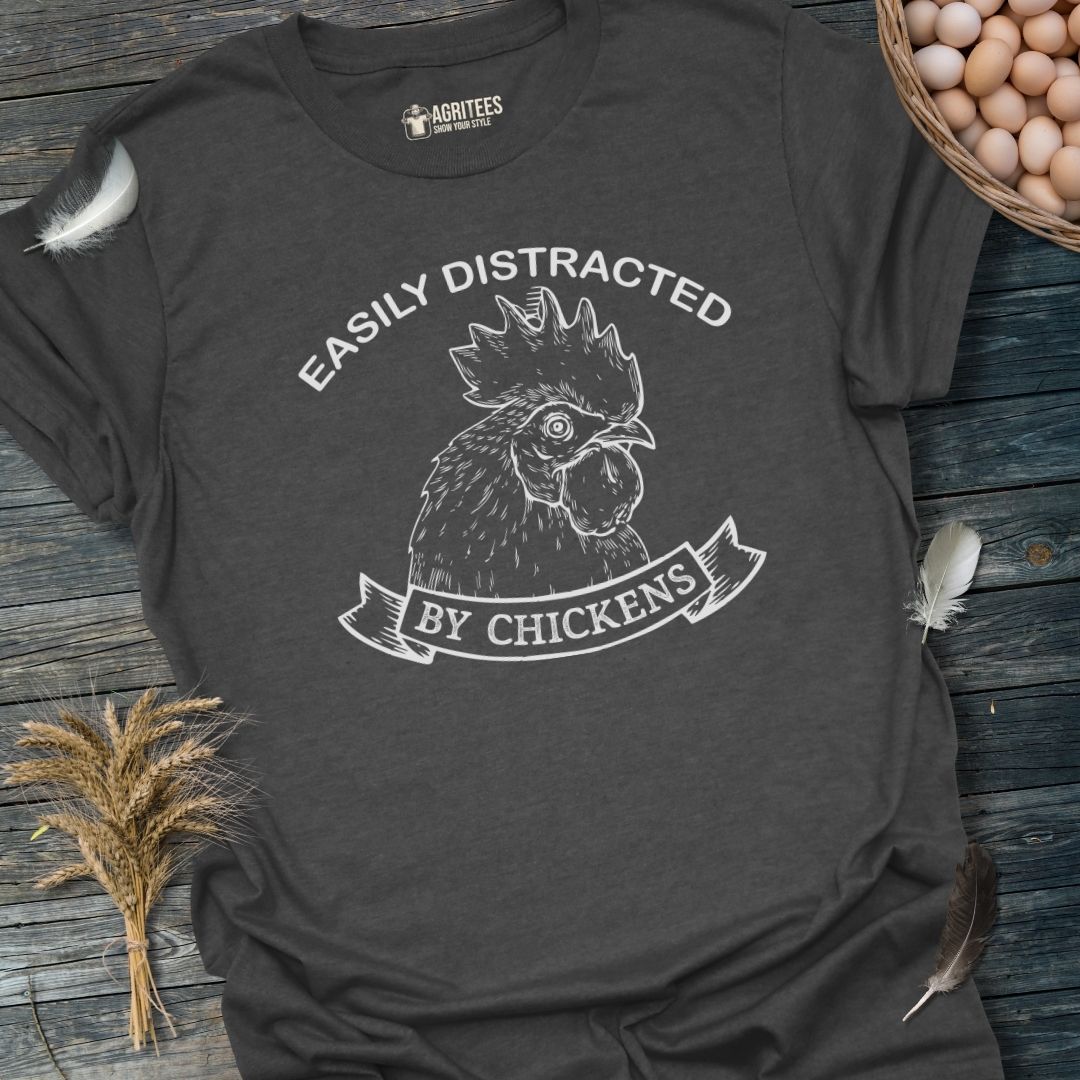 Easily Distracted By Chickens Rooster T-Shirt