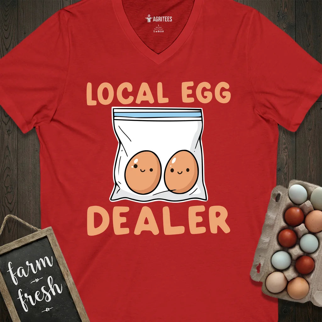 Cute Local Egg Dealer Funny Chicken V-Neck