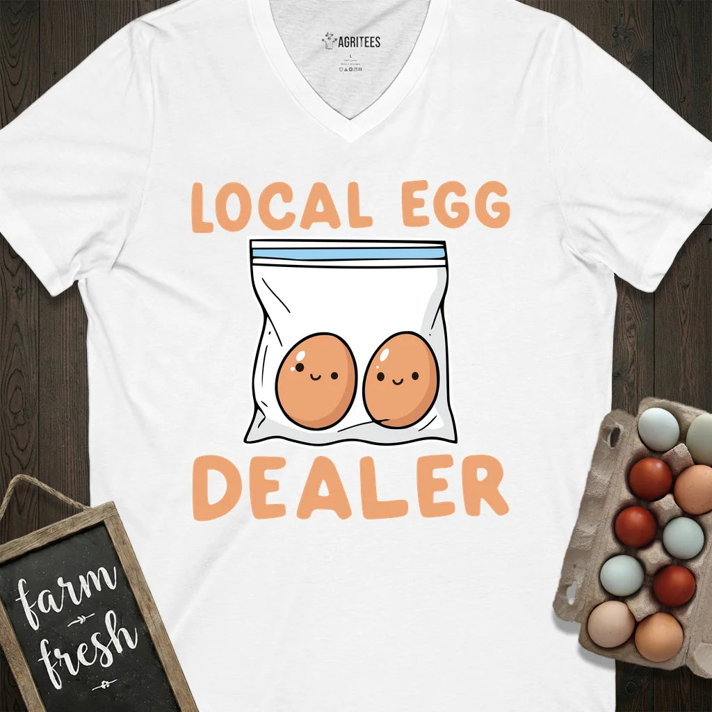 Cute Local Egg Dealer Funny Chicken V-Neck
