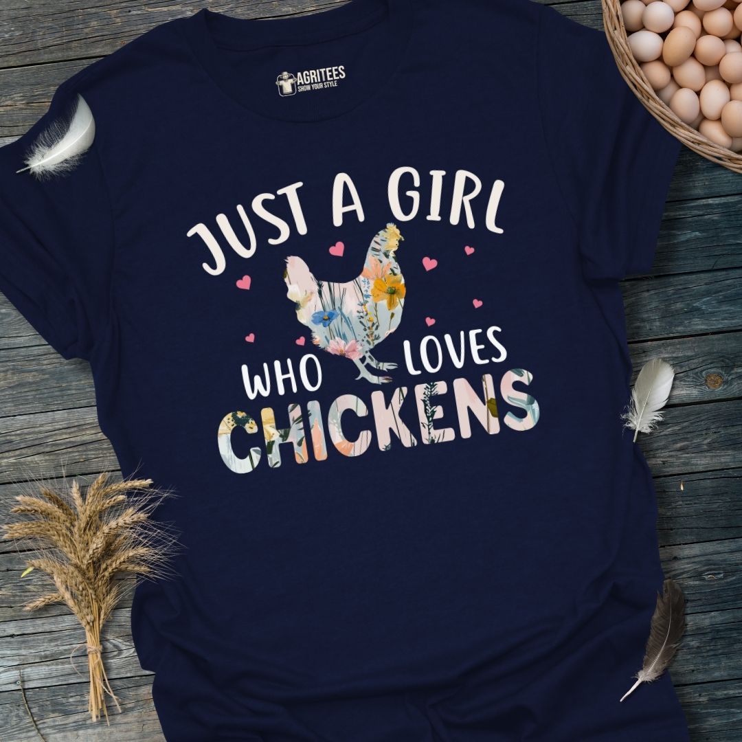 Just a Girl Who Loves Chickens Floral Hen T-Shirt