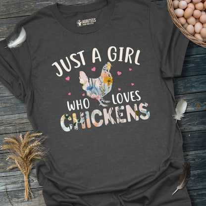 Just a Girl Who Loves Chickens Floral Hen T-Shirt