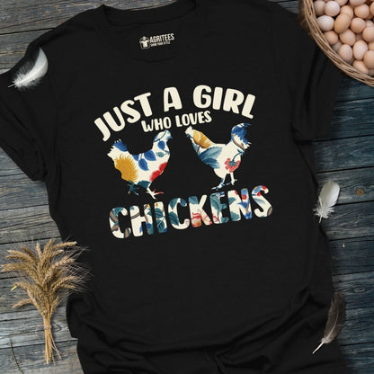 Just a Girl Who Loves Chickens Floral Hen Rooster T-Shirt