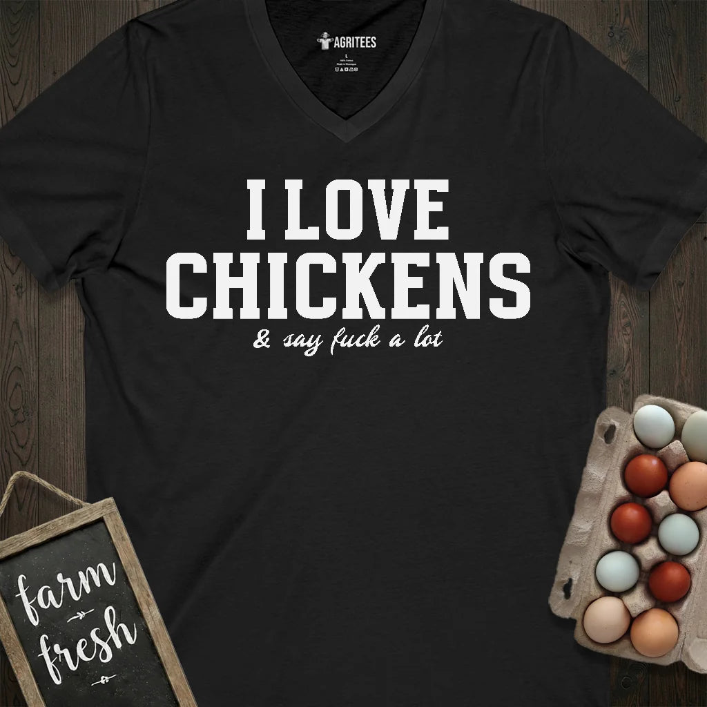 Love Chickens Say Fuck V-Neck