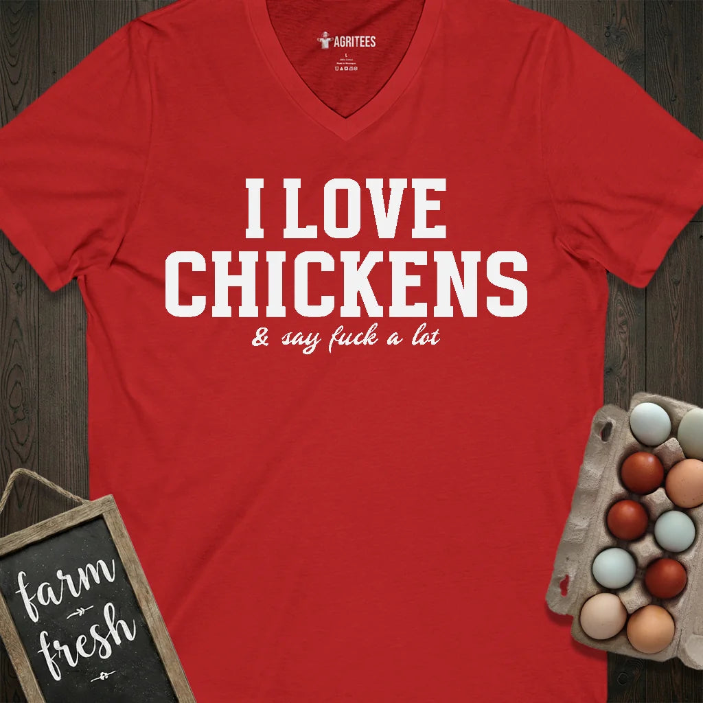Love Chickens Say Fuck V-Neck