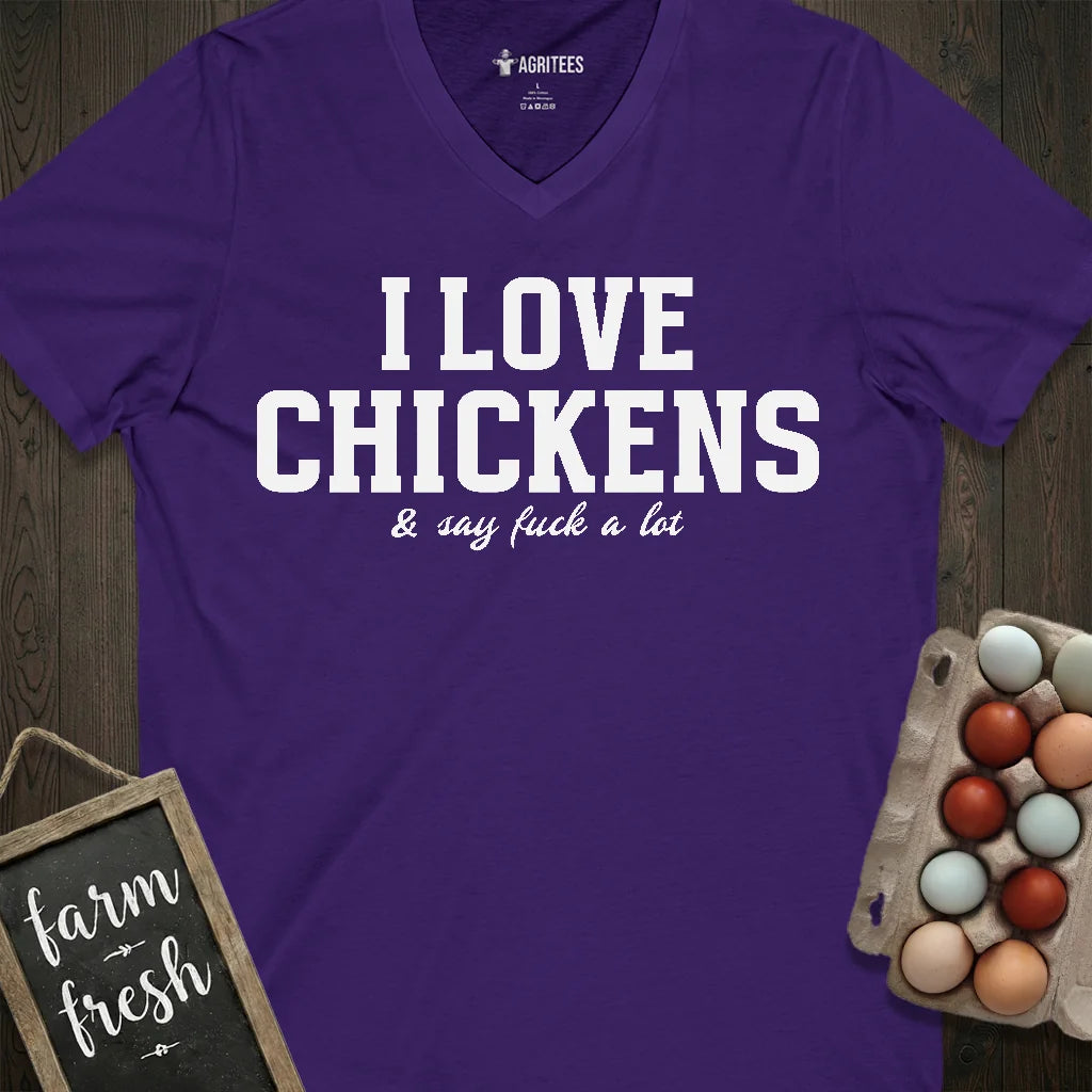 Love Chickens Say Fuck V-Neck