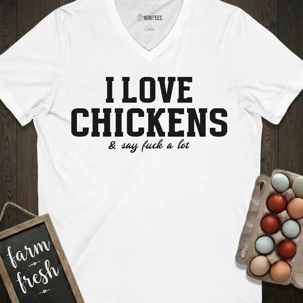 Love Chickens Say Fuck V-Neck