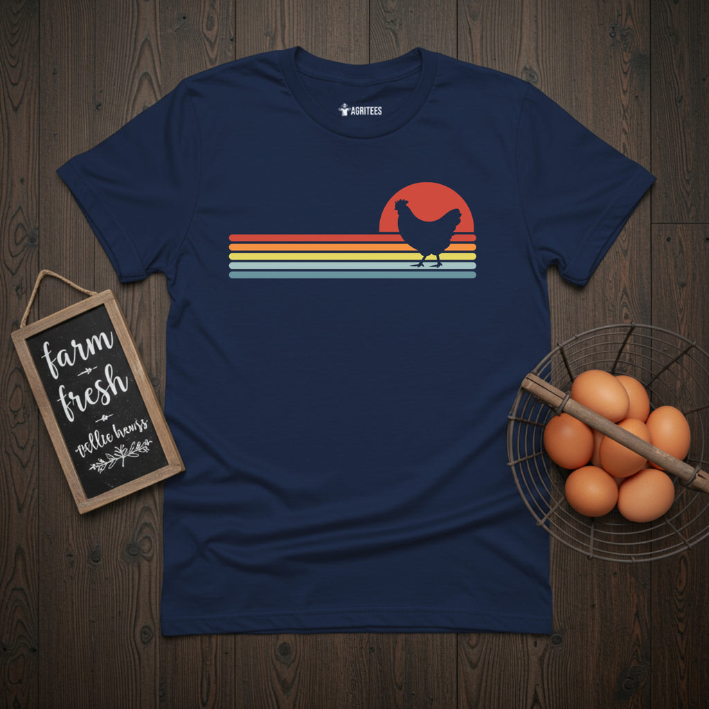 Retro Sunset Chicken T-Shirt
