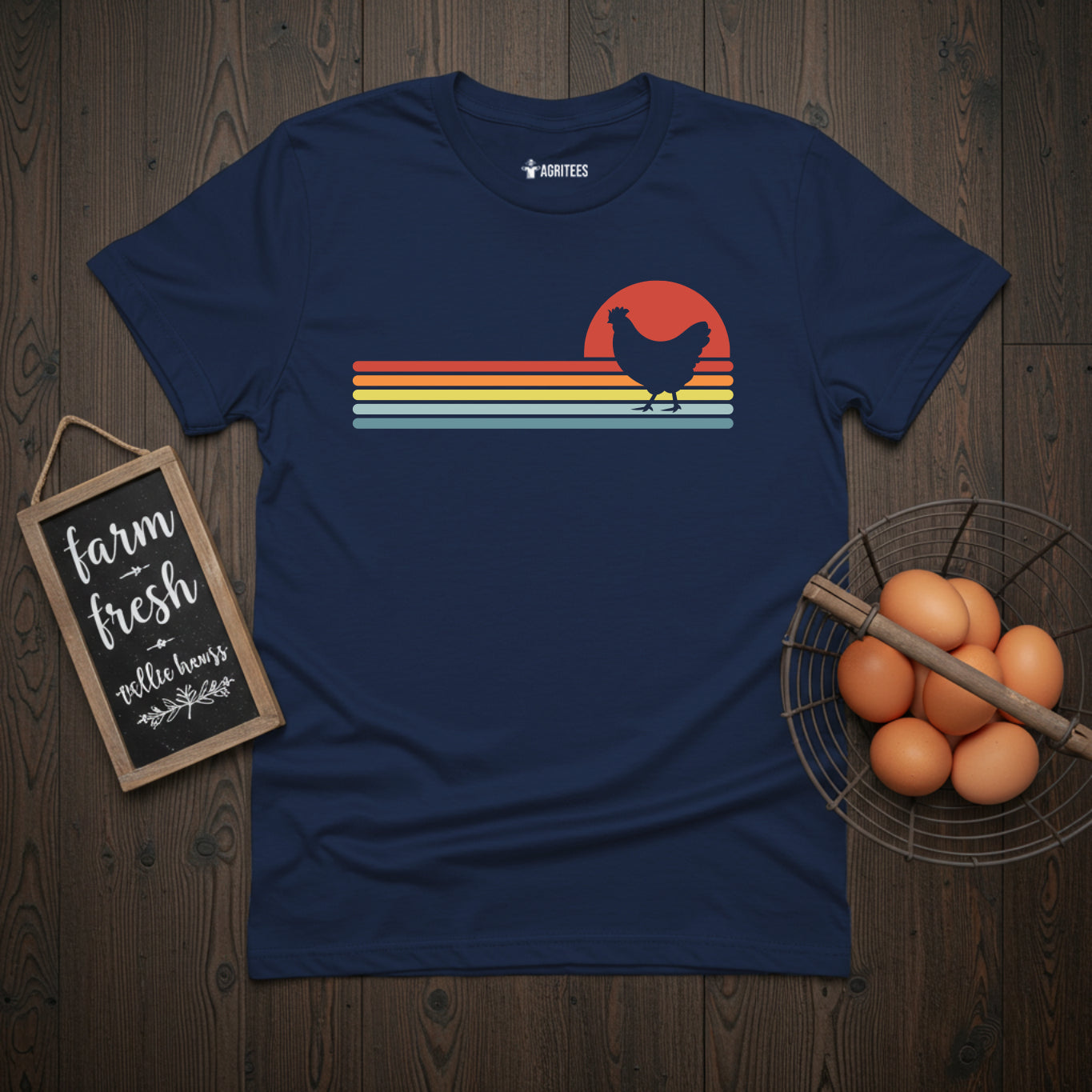 Retro Sunset Chicken T-Shirt