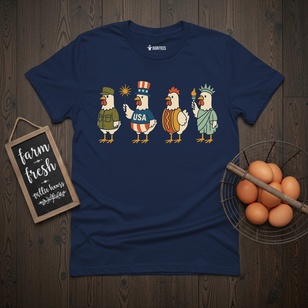 Patriotic Chickens 4th Of July T-Shirt