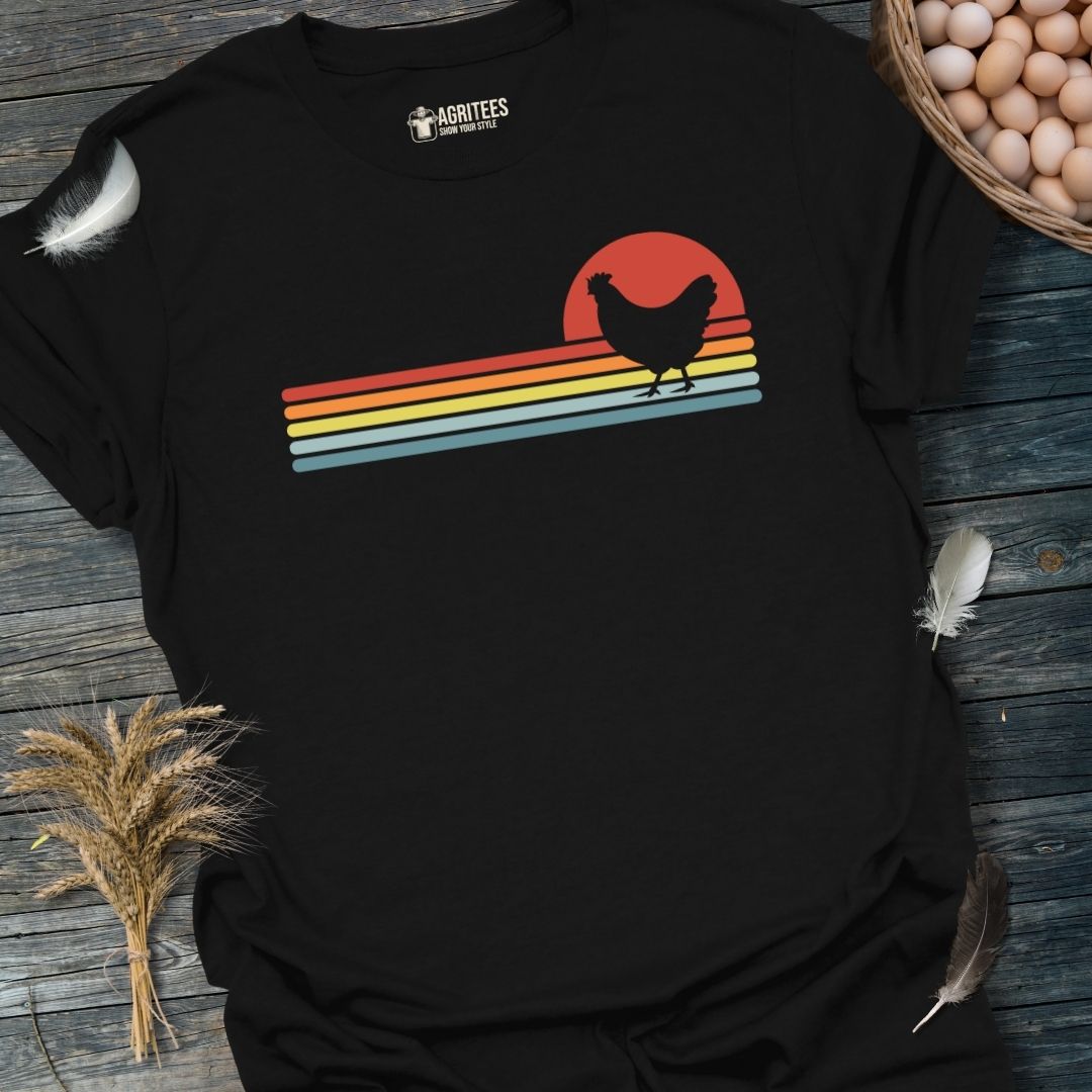 Retro Sunset Chicken T-Shirt