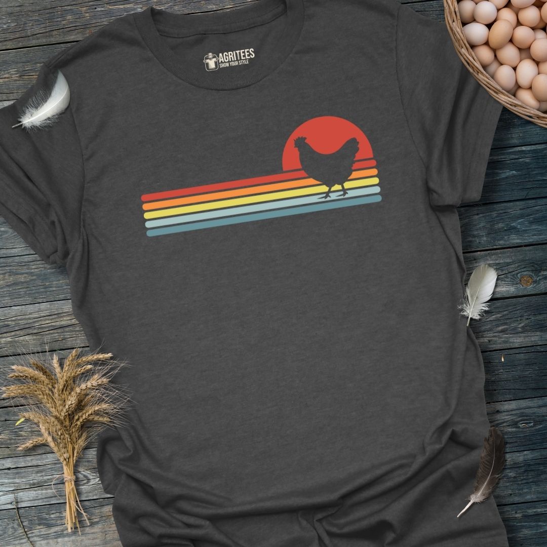 Retro Sunset Chicken T-Shirt