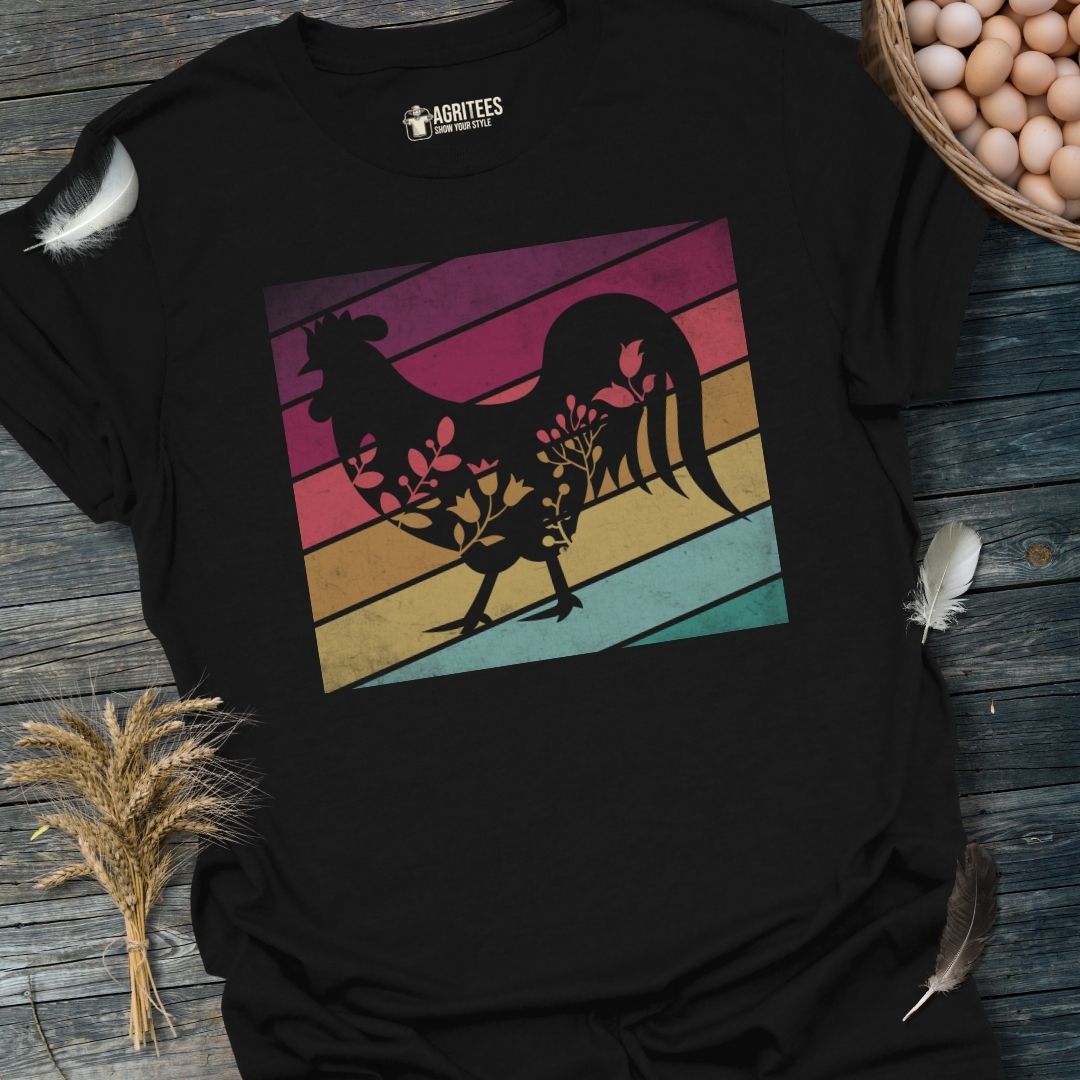 Floral Retro Rooster T-Shirt