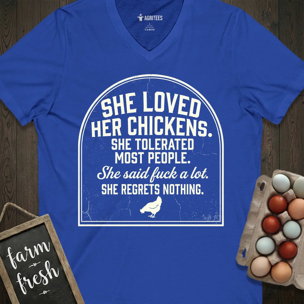 She Loved Her Chickens V-Neck
