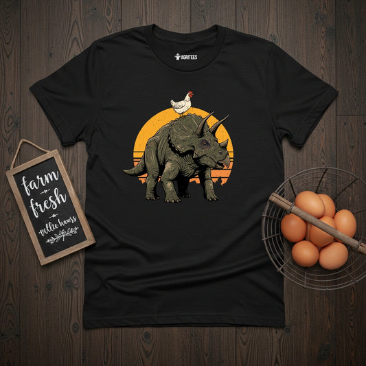 Chicken on Triceratops T-Shirt