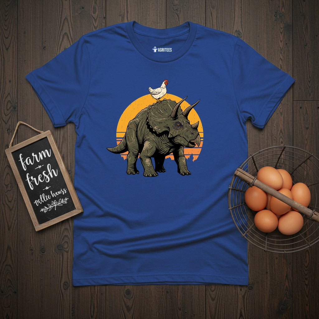 Chicken on Triceratops T-Shirt